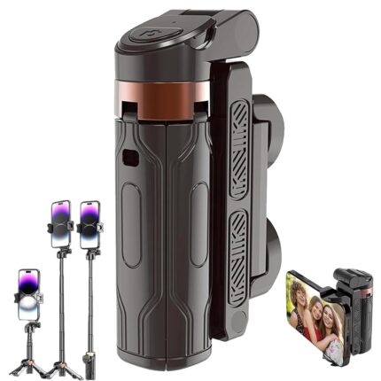 Mini Selfie Stick Tripod,2025 New 360° Rotation Extendable Pocketflex Mini Tripod with Detachable Remote,Portable Cell Phone Selfie Stick Tripods(black)